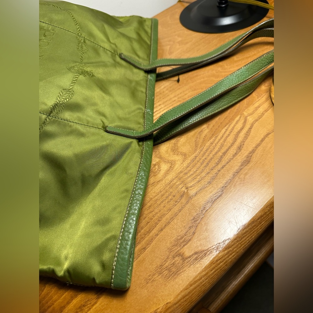 Prada Green Nylon Tote w/ Leather Trim - Picture 11 of 12